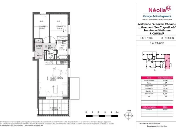 Appartement 3 pièces 63 m²