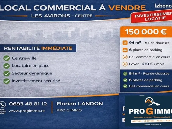 Local commercial 92 m² Les Avirons