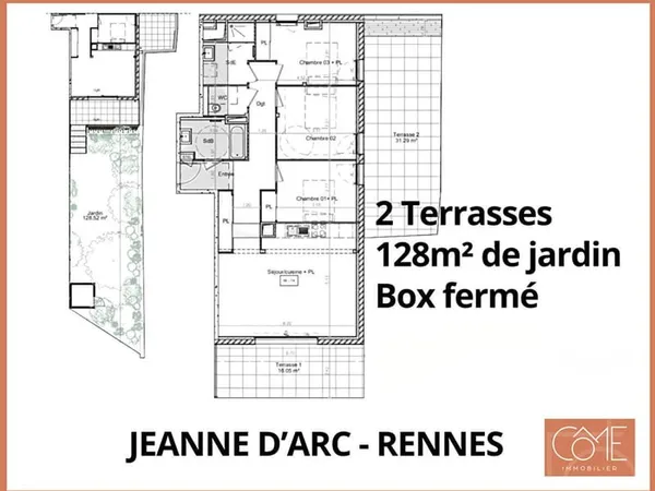 TYPE 4 AVEC JARDIN - BOX FERMÉ - QUARTIER JEANNE D'ARC - RENNES