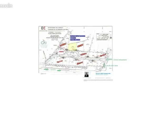 Terrain 685 m² Colombieres Sur Orb