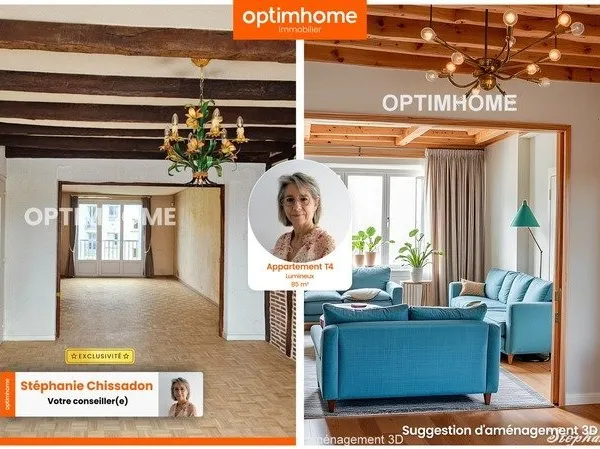 A 2 PAS DU CENTRE VILLE JOLI APPARTEMENT TRAVERSANT DE TYPE 4 LUMINEUX ET AVEC BEAU POTENTIEL