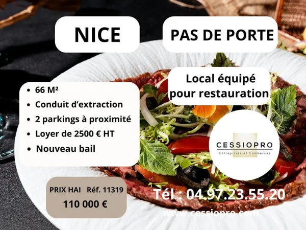 NICE - LOCAL ÉQUIPÉ POUR DE LA RESTAURATION CÈDE EN PAS DE PORTE