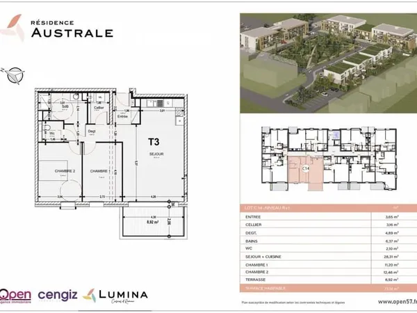 Appartement 3 pièces 72 m²