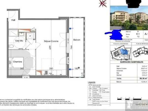 Appartement 2 pièces 50 m²