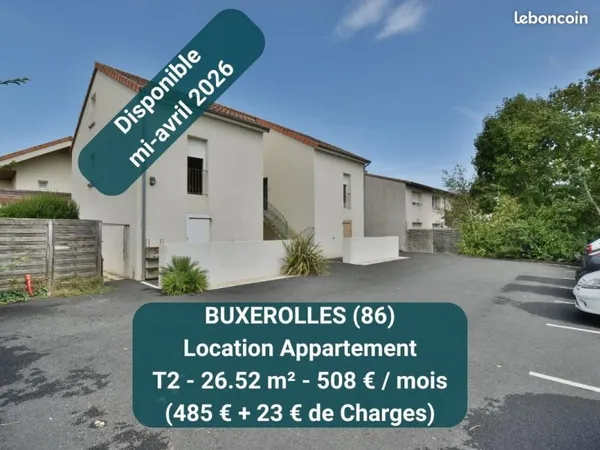 Location | Appartement T2 | 2p | 1ch | 26.52 m² | Buxerolles