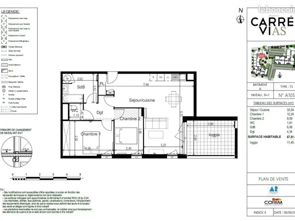 Appartement 3 pièces 67 m²