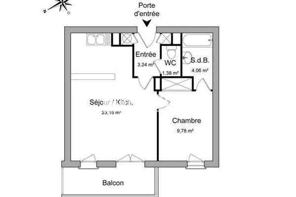 Appartement 2 pièces 42 m²