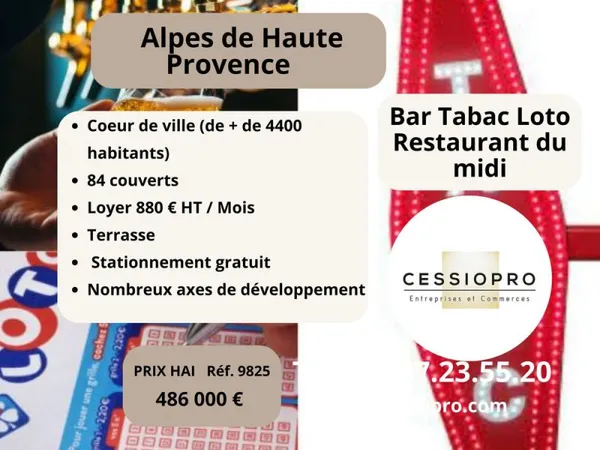 Très belle affaire de Bar Tabac Loto Restaurant du Midi, Licence 4, avec Terrasse et Patio Intérieur