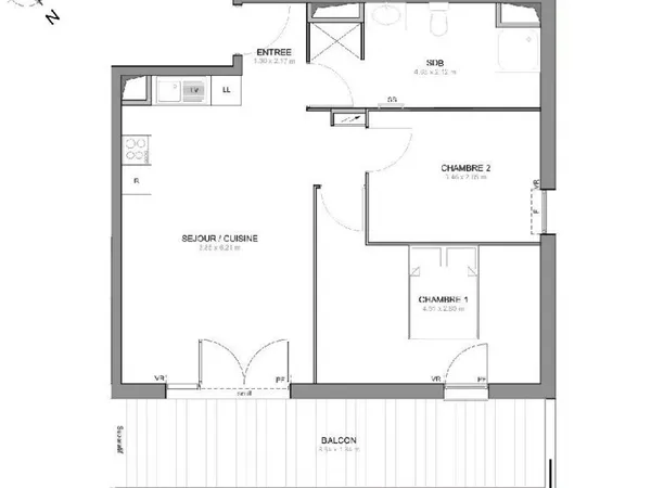 Appartement 3 pièces 59 m²