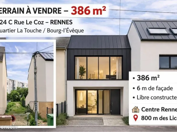 Terrain 386 m2 / Rennes intra