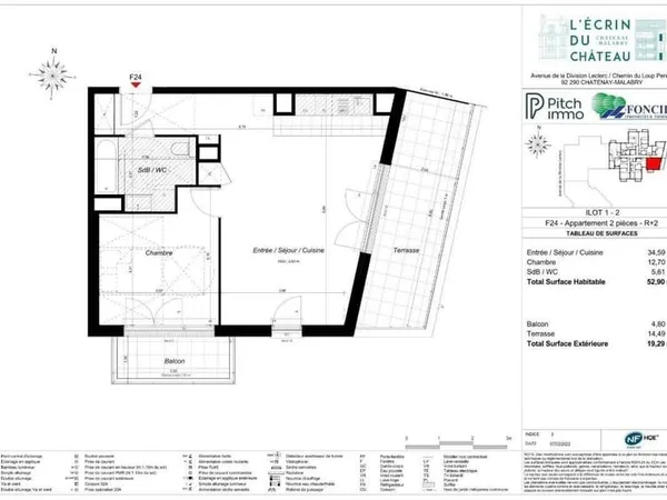 Appartement 2 pièces 52 m²