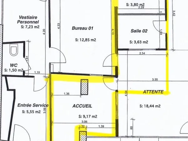Petit projet cabinet santé / bien-être à concevoir sur mesure environ 20 m² + salle d'attente 18m² +