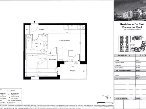 Appartement 2 pièces 44 m²