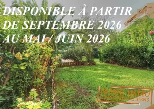 GOLFE JUAN beau 2 pièces à louer de SEPTEMBRE à JUIN 2024 en rez de jardin