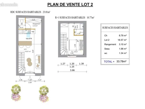 Duplex 2 pièces 34 m²