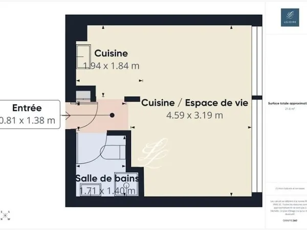 Appartement 1 pièce 22 m²