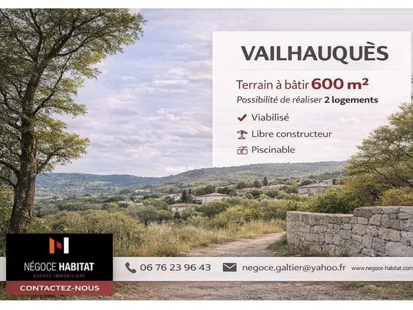 RARE! Terrain viabilisé 600m2, possibilité 2 maisons!