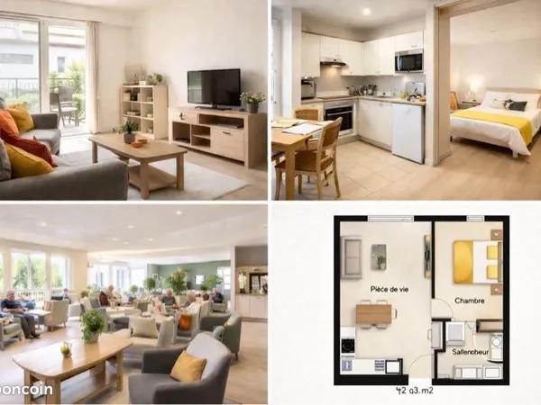 Appartement T2 meublé - 42 m² Habitat inclusif pour seniors autonomes - Bertrichamps
