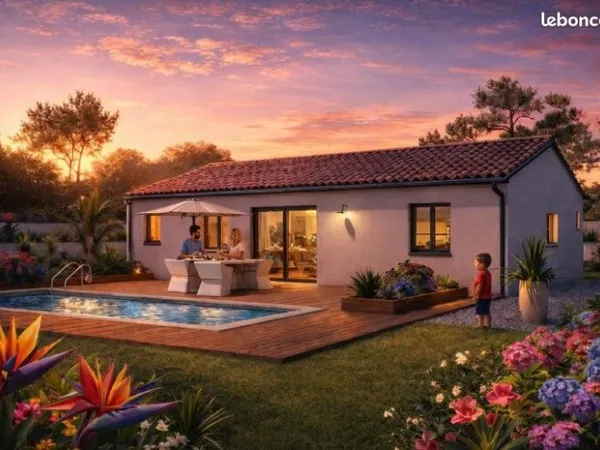 Terrain viabilisé 300 m² avec maison neuve 2 chambres à Poussan proche plages et commodités - idéal 