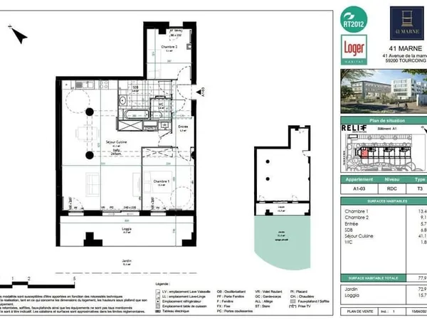 Appartement 3 pièces 78 m²