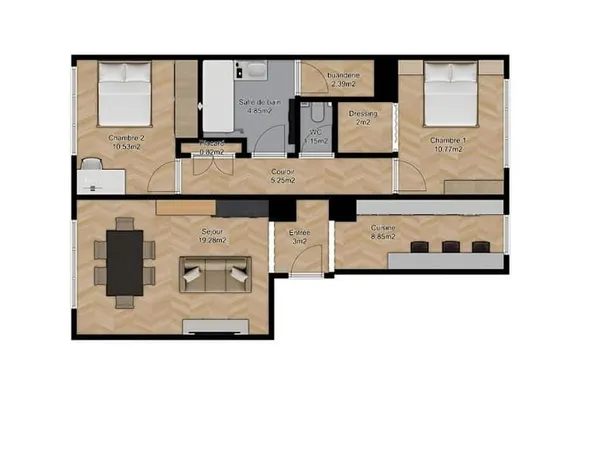 Appartement 3 pièces 69 m²