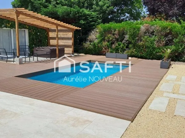 Maison de plan-pied + T2, piscine, terrasses, investissement possible