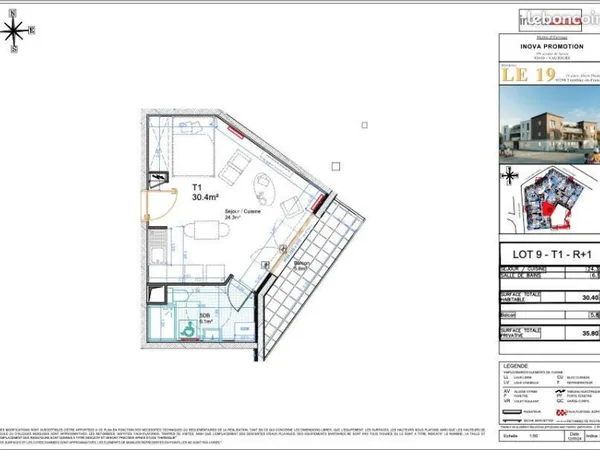 Studio 1 pièce 30 m²