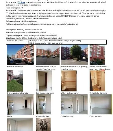 Location F1 bis avec parking