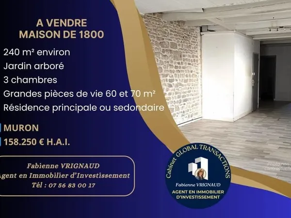 Grande maison de bourg 240 m², 5 pièces, à MURON