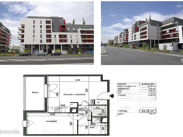 Appartement 2 pièces 46m2