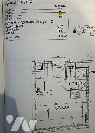 Studio 1 pièce 16 m²