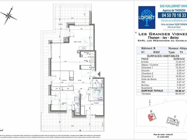 Appartement ATTIQUE_ 95,9m²_Terrasse 60m²