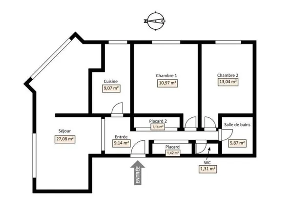 Appartement 3 pièces 79 m²