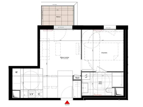 Appartement 2 pièces 44 m²