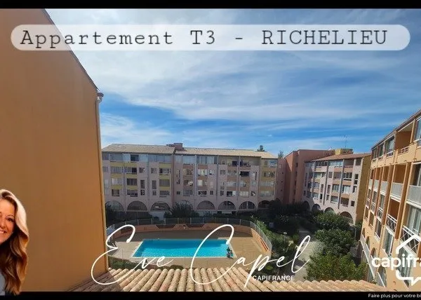 Appartement à vendre 3 pièces LE CAP D'AGDE (34), DUPLEX T3 - 400 m des plages - Vendu Meublé - dans