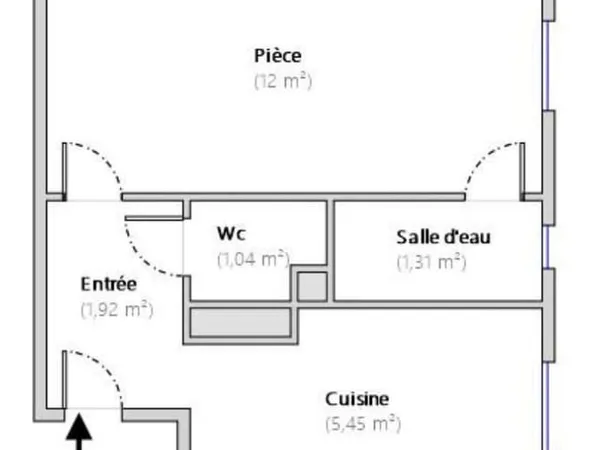Studio 1 pièce 22 m²