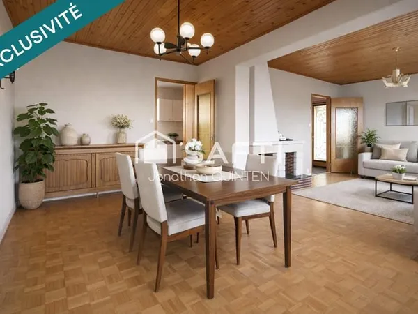 Maison individuelle plain-pied, jardin et sous-sol complet