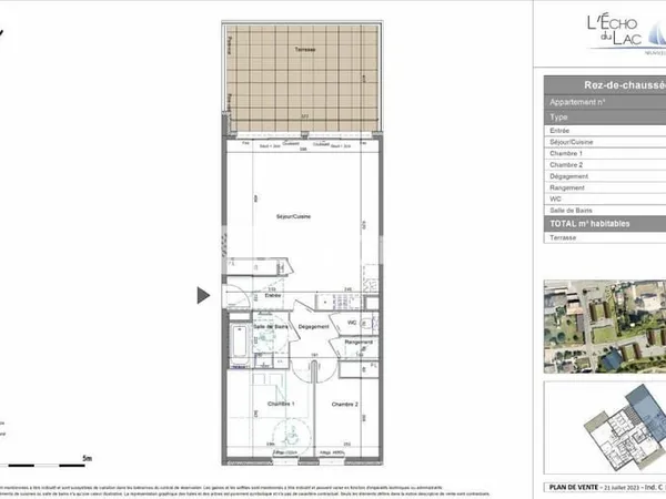 Appartement Type 3 de 71,28m² avec Terrasse et cave.