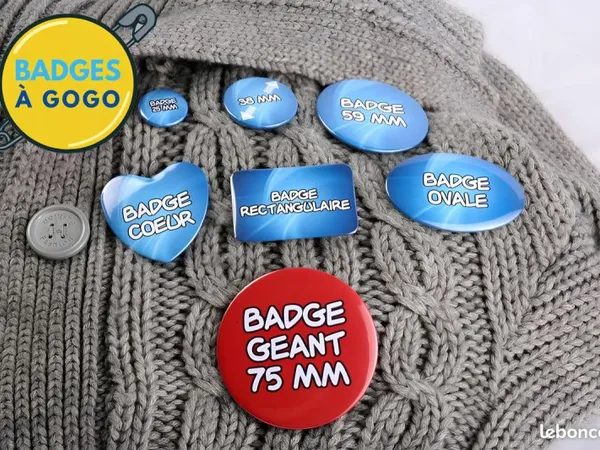 Business clé en main : Badges personnalisés + 74 000 de stock + machines + site SEO