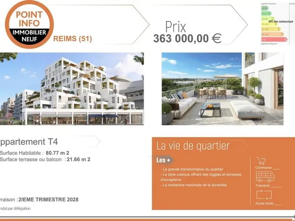 Appartement moderne à Reims avec terrasse