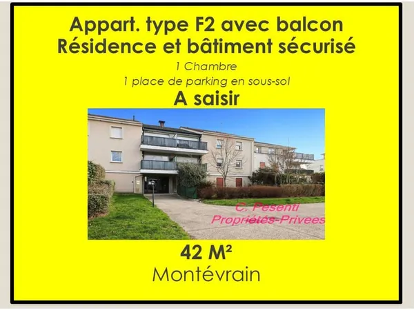 Appartement avec balcon Montevrain 2 pièce(s) 42 m2