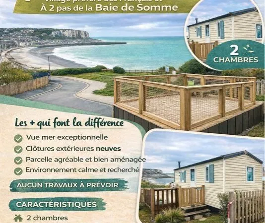 Mobilhome 2 chambres avec vue exceptionnelle sur la mer