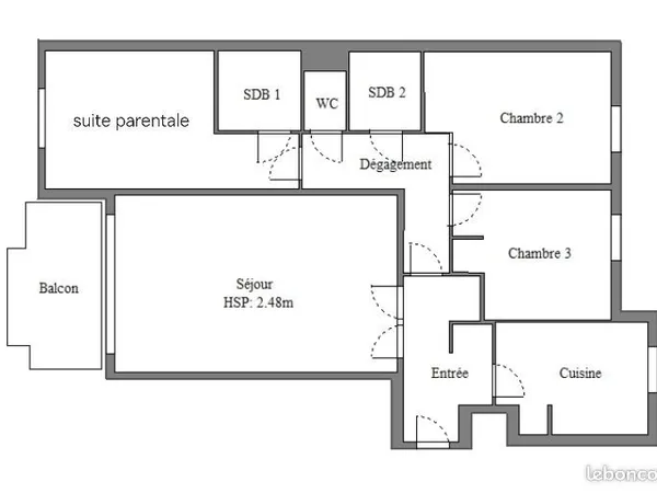 Appartement récent 3 chambres Convention