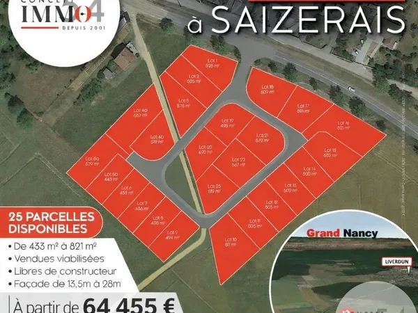 Terrain 433 m² Saizerais