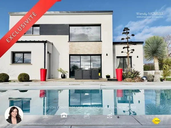 Élégante maison contemporaine avec piscine à 3 minutes de la plage