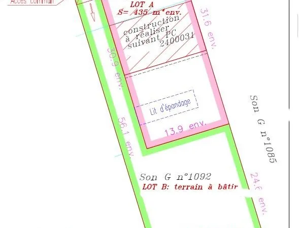 Terrain en 2ème ligne de 570m²