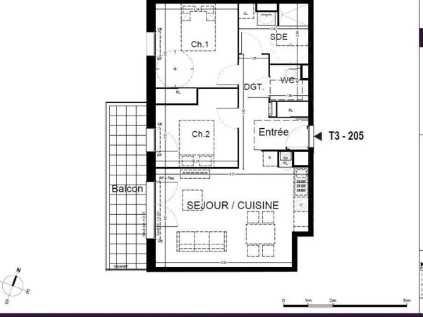 Appartement 3 pièces 63 m²