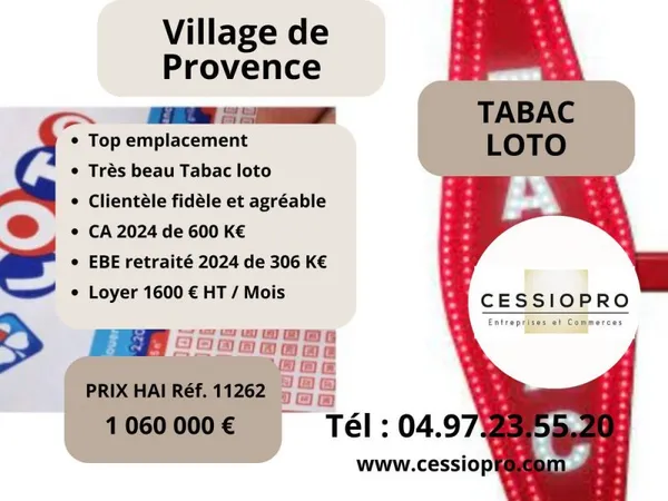 Très beau Tabac Loto, Top emplacement, Village de Provence