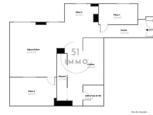 Local commercial 3 pièces 64 m²