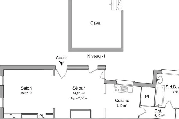 Appartement 1 pièce 49 m²
